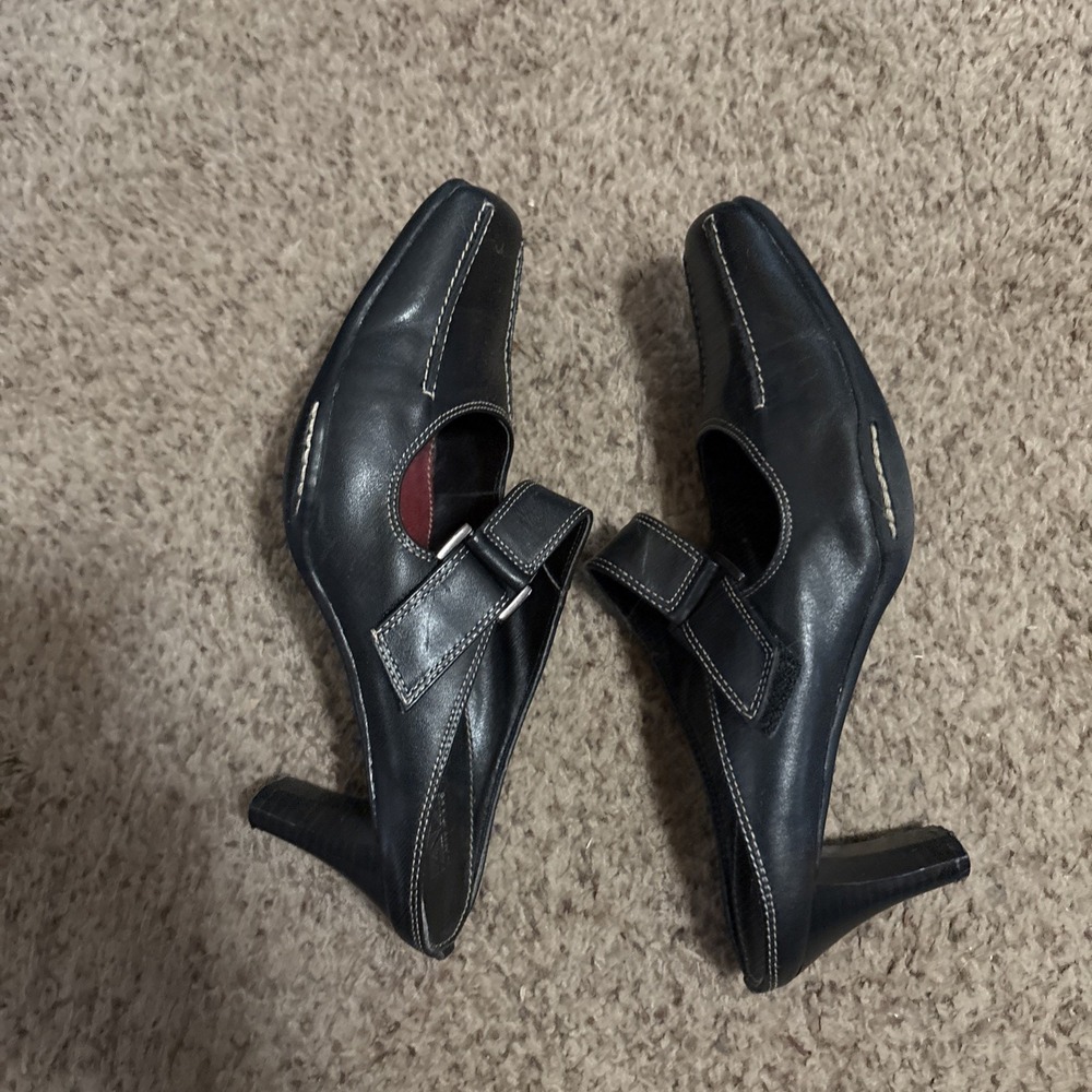 A2 By Aerosols Mary Jane Mules Women's 8.5 M Black Leather Career Shoes - Picture 5 of 10